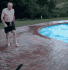 old man elderly slip swimming pool