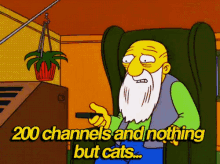200 Channels And Nothing But Cats - The Simpsons GIF - Simpsons The Simpsons Old Man GIFs