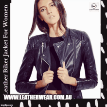 Leather Biker Jacket Women GIF - Leather Biker Jacket Women Leather Jacket GIFs