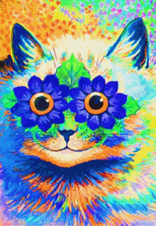 psychedelic kitty cat flowers