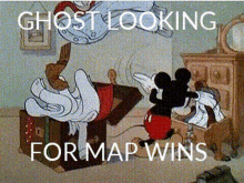ghost looking for map wins mickey mouse packing up things in a hurry