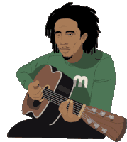 Playing Guitar Bob Marley Sticker - Playing Guitar Bob Marley Jamming Stickers