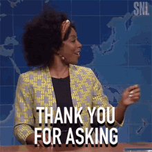 Thank You For Asking Angie Hynes GIF - Thank You For Asking Angie Hynes Saturday Night Live GIFs