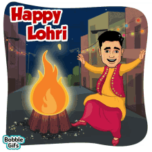 happy lohri lohri boy dance fire