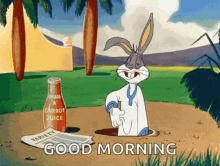 Good Morning Bugs Bunny GIF - Good Morning Bugs Bunny Carrot Juice GIFs