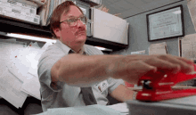 Red Stapler Office Space GIF - Red Stapler Office Space Cant Borrow This GIFs