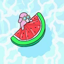 のんびり　スイカバー スイカ　夏　甘いもの GIF - Water Melon Pool Relax GIFs