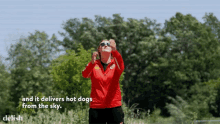 It Delivers Hotdogs From The Sky Delivers Hotdog Right To Your Face GIF - It Delivers Hotdogs From The Sky Delivers Hotdog Right To Your Face Catch GIFs