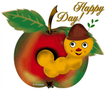 happy day good day looking worm apple