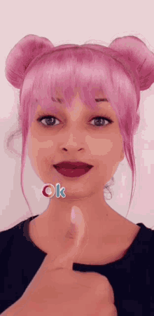 Okay Pink Haired GIF - Okay Pink Haired Pink Hair Filter GIFs