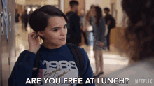 Are You Free At Lunch Brianna Hildebrand GIF - Are You Free At Lunch Brianna Hildebrand Elodie Davis GIFs