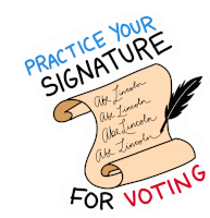 Practice Your Signature For Voting Vote By Mail Sticker - Practice Your Signature For Voting Signature Voting Stickers