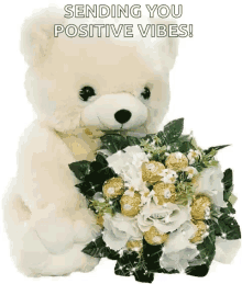Bear Hug Flowers For You GIF - Bear Hug Flowers For You GIFs