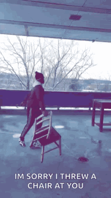 Throwing Of Chair Im Sorry GIF - Throwing Of Chair Im Sorry I Threw A Chair At You GIFs