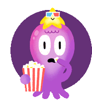 Octopus And Stafish Watching Movie Sticker - Funder The Sea Octopus Purple Stickers