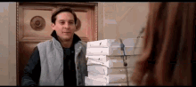You Are Late The Pizzas Here Tobey Maguire GIF - You Are Late The Pizzas Here Tobey Maguire Smile GIFs