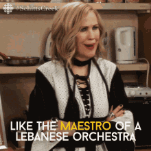 Like The Maestro Of A Lebanese Orchestra Moira GIF - Like The Maestro Of A Lebanese Orchestra Moira Moira Rose GIFs