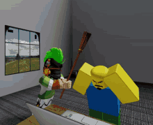 beat up broomstick roblox hitting video game