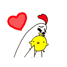 chicken chick love hug heart