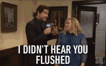 I Didnt Hear You Flushed Interview GIF - I Didnt Hear You Flushed Interview Pointing GIFs