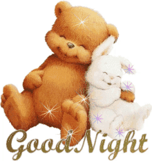 good night bear teddy bear rabbit bunny