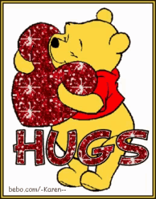 hug glitter winnie the pooh heart hugs valentine