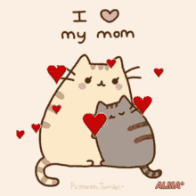 I Love My Mom Cat Hungging GIF - I Love My Mom Love Cat Hungging GIFs