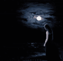 moon sad girl night sky