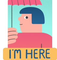Friend Sharing Umbrella Says I'M Here In English Sticker - Real Feels Girl Umbrella Stickers