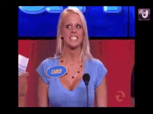 family fued cindy cindy family fued blue shirt blonde
