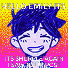 Omori Emily Hello Emily GIF - Omori Emily Hello Emily Hello Emily Its Shurple Again I Saw Your Post GIFs