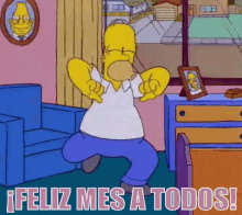 Homer Simpson Baila Feliz Y Desea A Todos Un Feliz Mes GIF - Feliz Mes Buenos Deseos Baile GIFs