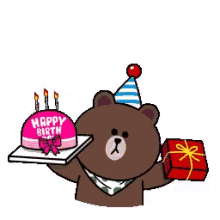 happy birthday bear greeting party