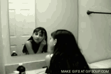 Girl In The Mirror GIF - Mirror Scary Scared GIFs