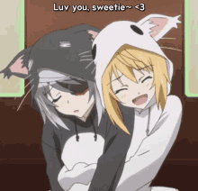 anime anime hug anime girls hugging love you luv ya