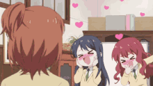anime blushing blush heart happy