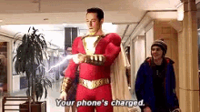 Shazam Your Phones Charged GIF - Shazam Your Phones Charged Zachary Levi GIFs