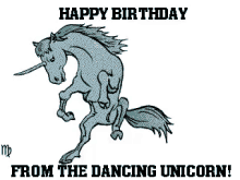 happy birthday from the dancing unicorn happy birthday unicorn unicorn