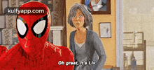 Oh Great, It'S Liv..Gif GIF - Oh Great It'S Liv. Spider Man-into-the-spider-verse GIFs