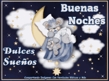 buenas noches good night sweet dreams teddy bear clouds