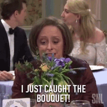 I Just Caught The Bouquet Rachel Dratch GIF - I Just Caught The Bouquet Rachel Dratch Debbie Downer GIFs