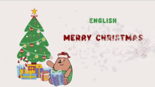 Merry Christmas Greeting In Different Languages Pants Bear Wish Everyone Merry Christmas GIF - Merry Christmas Greeting In Different Languages Pants Bear Wish Everyone Merry Christmas Bear Cartoon Show GIFs