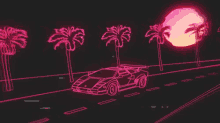 car animation driving pink hot pink