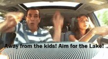 Away From The Kids! Aim For The Lake! GIF - Driving Aimforthelake Modern Family GIFs