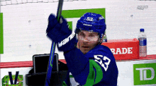 vancouver canucks bo horvat hockey stick stick up canucks