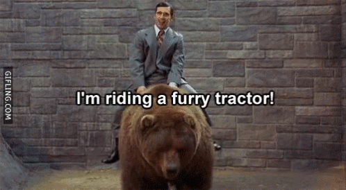 Anchorman Riding A Furry Tractor GIF - Anchorman Riding A Furry Tractor Bear GIFs