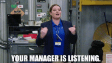 Superstore Dina Fox GIF - Superstore Dina Fox Your Manager Is Listening GIFs