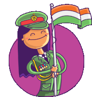 Girl Marching With Indian Flag Sticker - L3india Girl Cute Stickers