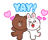 Brown And Cony Yay Sticker - Brown And Cony Brown Cony Stickers