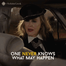 one never knows what may happen catherine ohara moira moira rose schitts creek one never knows what may happen catherine ohara moira moira rose schitts creek
